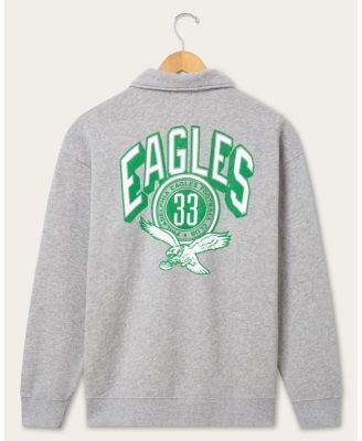 Junk Food Clothing Unisex Philadelphia Eagles Flocked Quarter Zip Sweatshirt