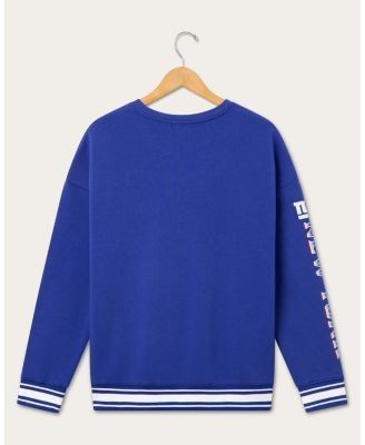 Junk Food Clothing Unisex New York Giants Striped Rib Crew Fleece Sweatshirt