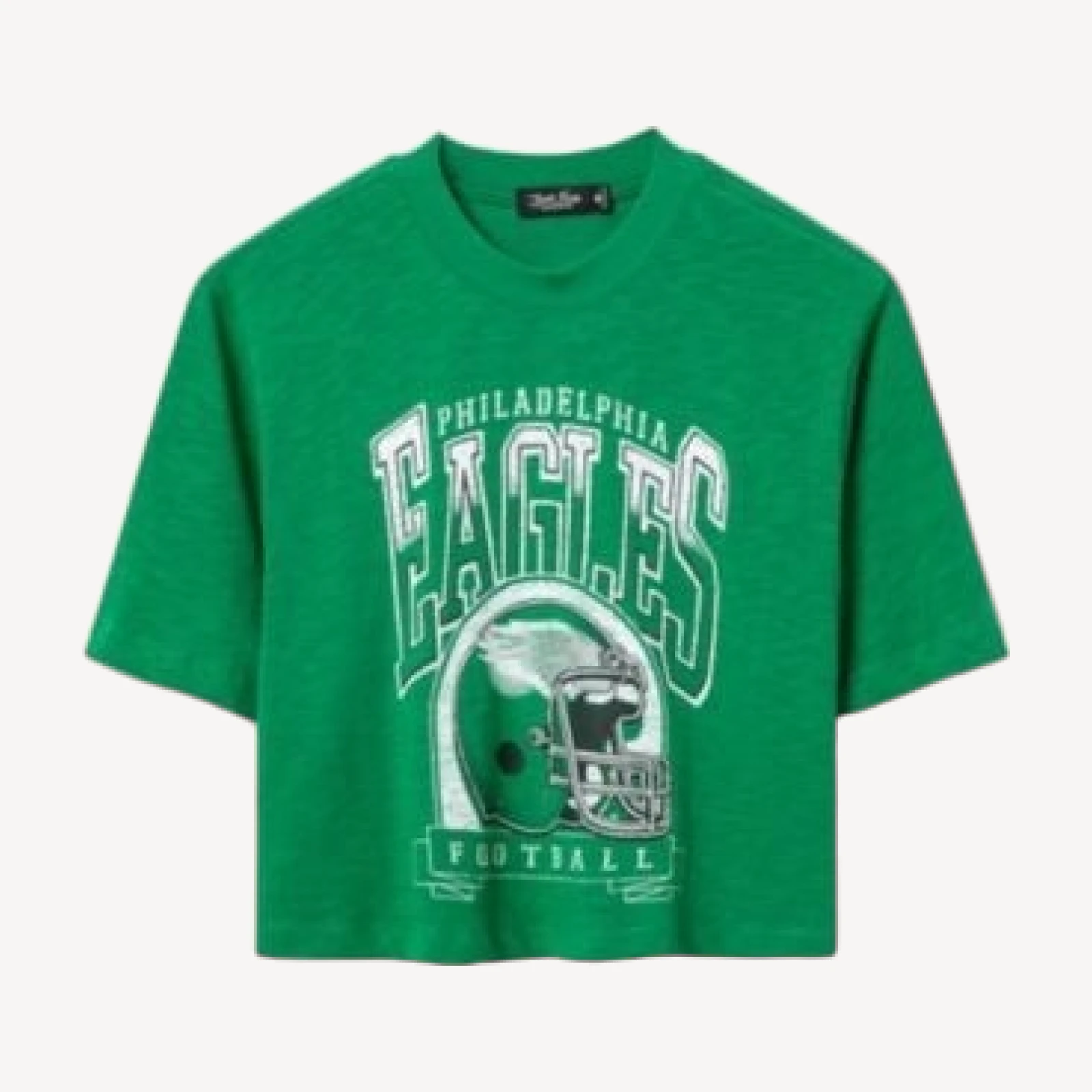 Junk Food Clothing Women's Philadelphia Eagles Helmet Mock Neck Crop Tee