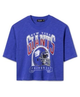 Junk Food Clothing Women's New York Giants Helmet Mock Neck Crop Tee
