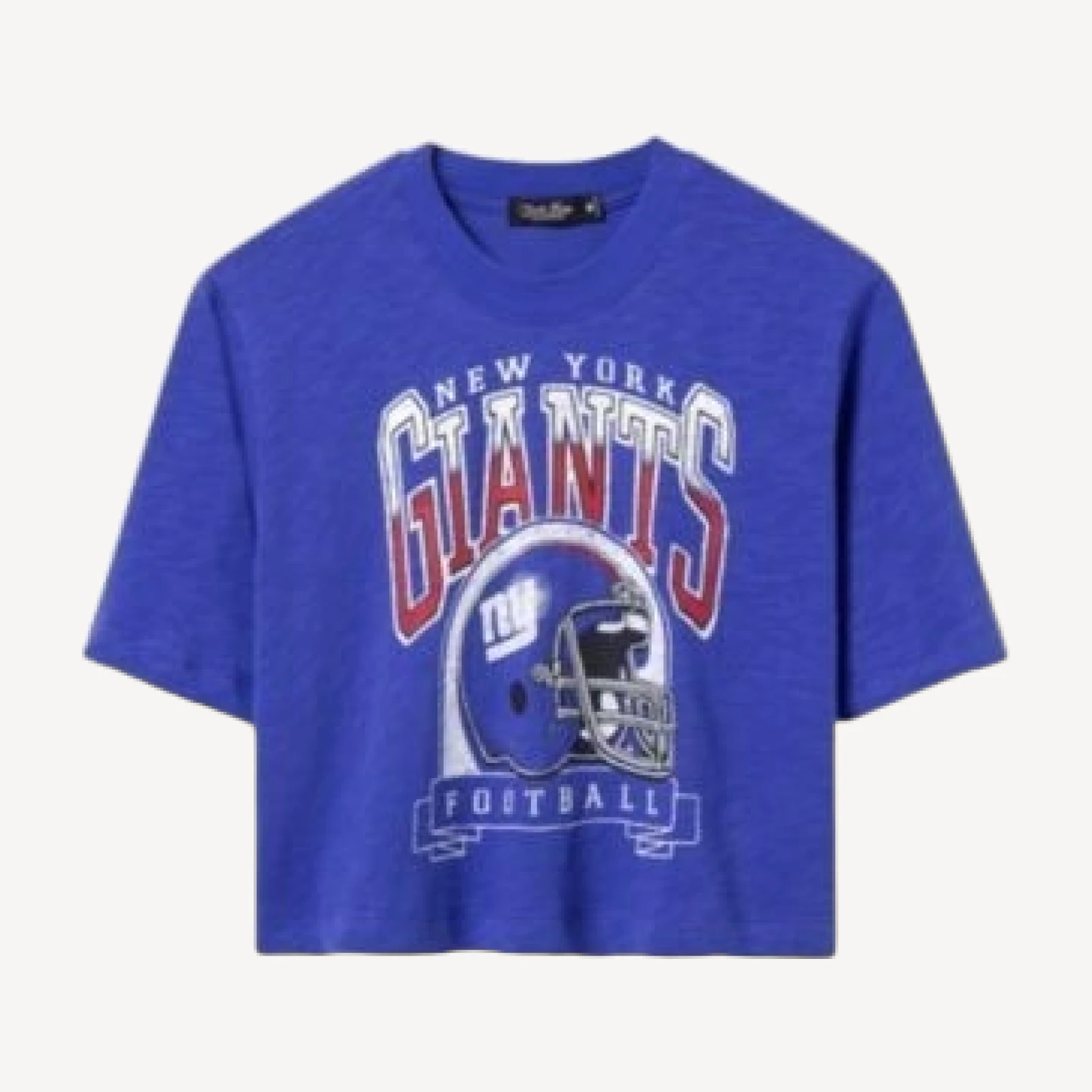 Junk Food Clothing Women's New York Giants Helmet Mock Neck Crop Tee