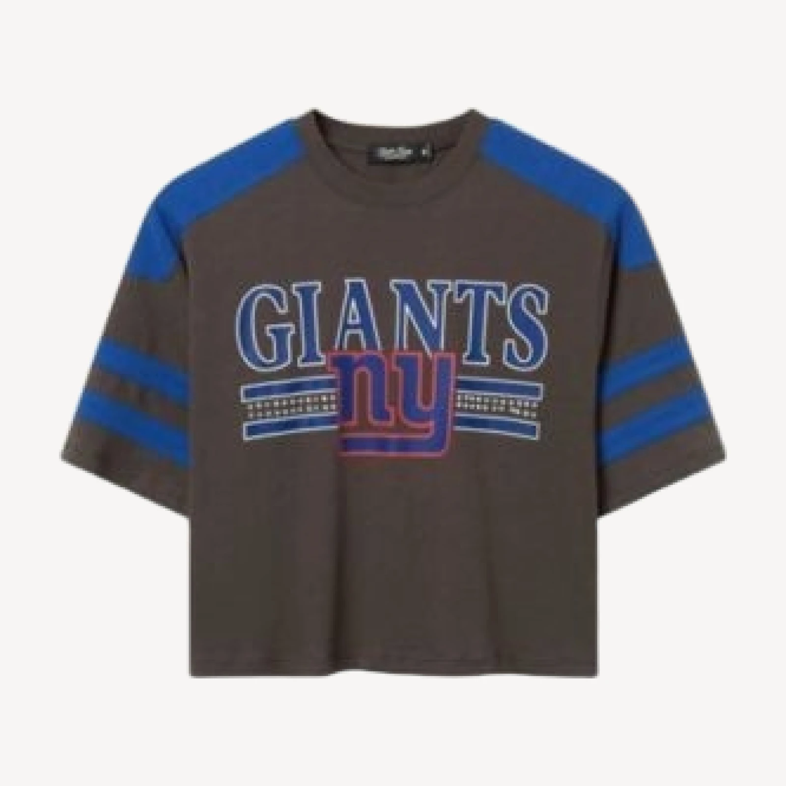 Junk Food Clothing Women's New York Giants Striped Bling Crop Tee