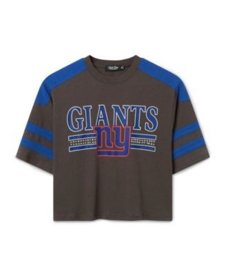 Junk Food Clothing Women's New York Giants Striped Bling Crop Tee