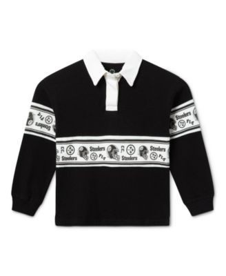 Junk Food Clothing Unisex Kids Pittsburgh Steelers Rugby Long Sleeve Polo - Little Kid, Big Kid