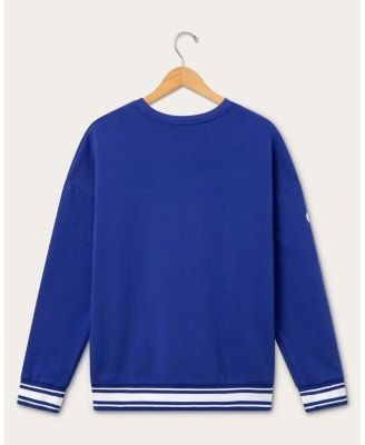Junk Food Clothing Unisex Los Angeles Rams Striped Rib Crew Fleece Sweatshirt