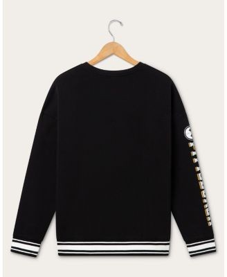 Junk Food Clothing Unisex Pittsburgh Steelers Striped Rib Crew Fleece Sweatshirt