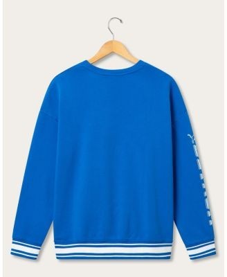 Junk Food Clothing Unisex Detroit Lions Striped Rib Crew Fleece Sweatshirt