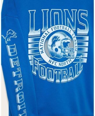 Junk Food Clothing Unisex Detroit Lions Striped Rib Crew Fleece Sweatshirt