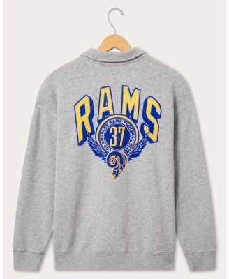 Junk Food Clothing Unisex Los Angeles Rams Flocked Quarter Zip Sweatshirt