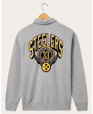 Junk Food Clothing Unisex Pittsburgh Steelers Flocked Quarter Zip Sweatshirt