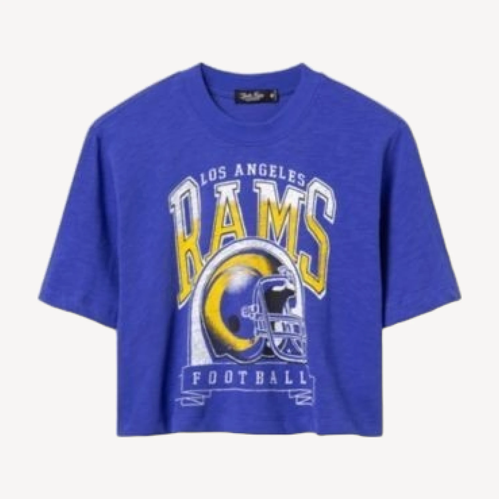 Junk Food Clothing Women's Los Angeles Rams Helmet Mock Neck Crop Tee