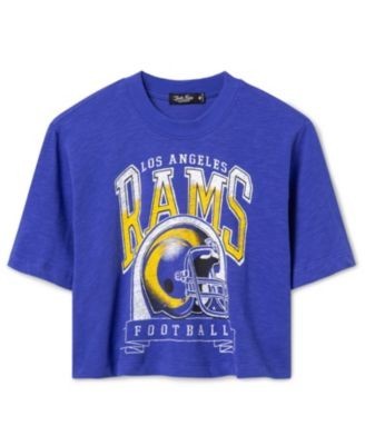 Junk Food Clothing Women's Los Angeles Rams Helmet Mock Neck Crop Tee