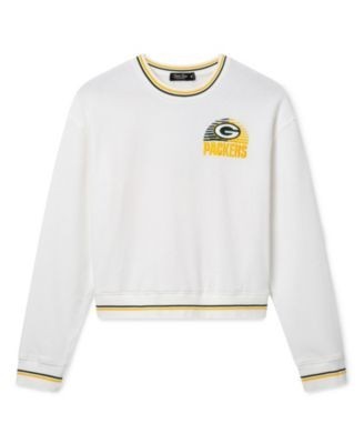 Junk Food Clothing Women's Green Bay Packers Cropped Striped Rib Fleece