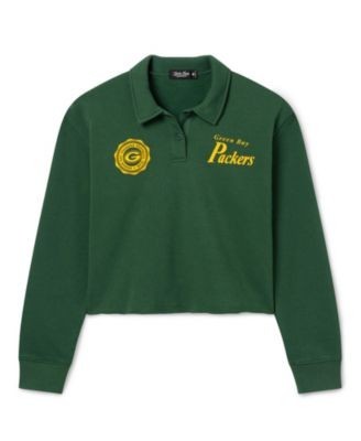 Junk Food Clothing Women's Green Bay Packers Polo Crop Fleece