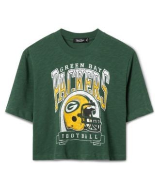 Junk Food Clothing Women's Green Bay Packers Helmet Mock Neck Crop Tee