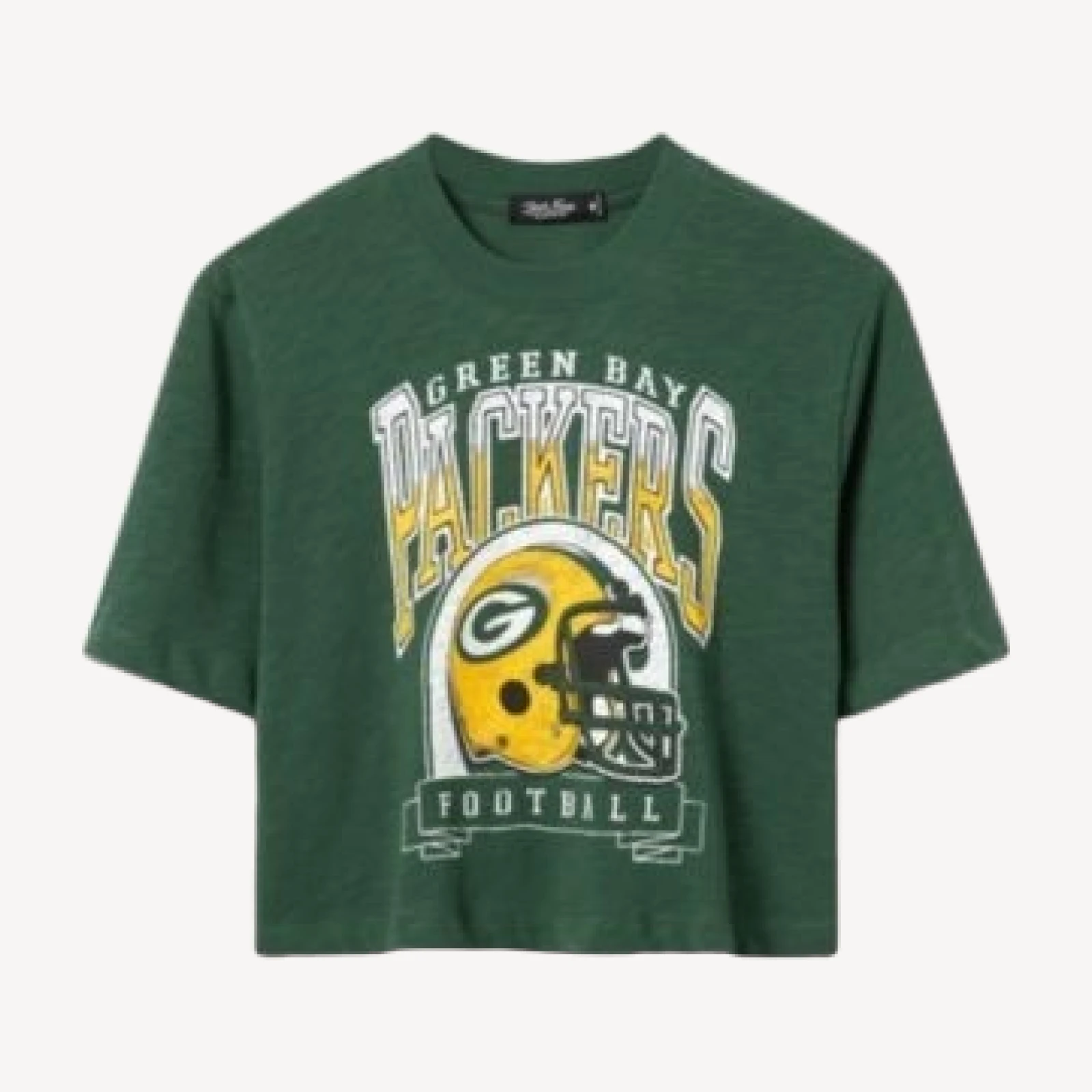 Junk Food Clothing Women's Green Bay Packers Helmet Mock Neck Crop Tee