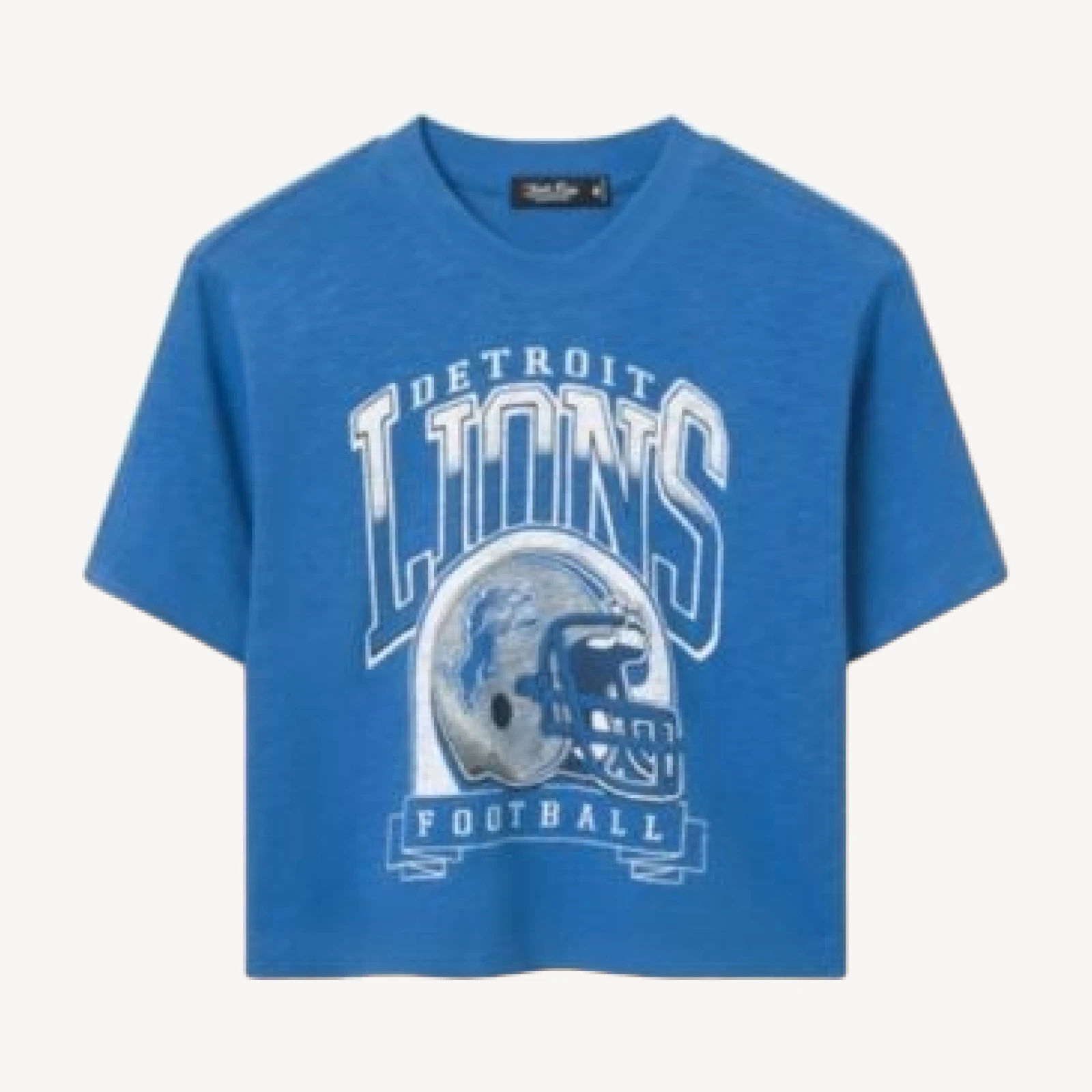 Junk Food Clothing Women's Detroit Lions Helmet Mock Neck Crop Tee