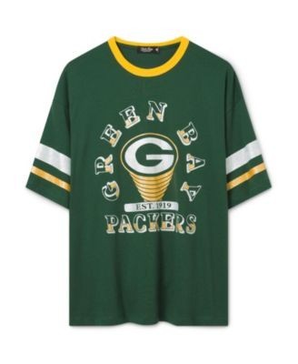 Junk Food Clothing Women's Green Bay Packers Glitter Boxy Ringer