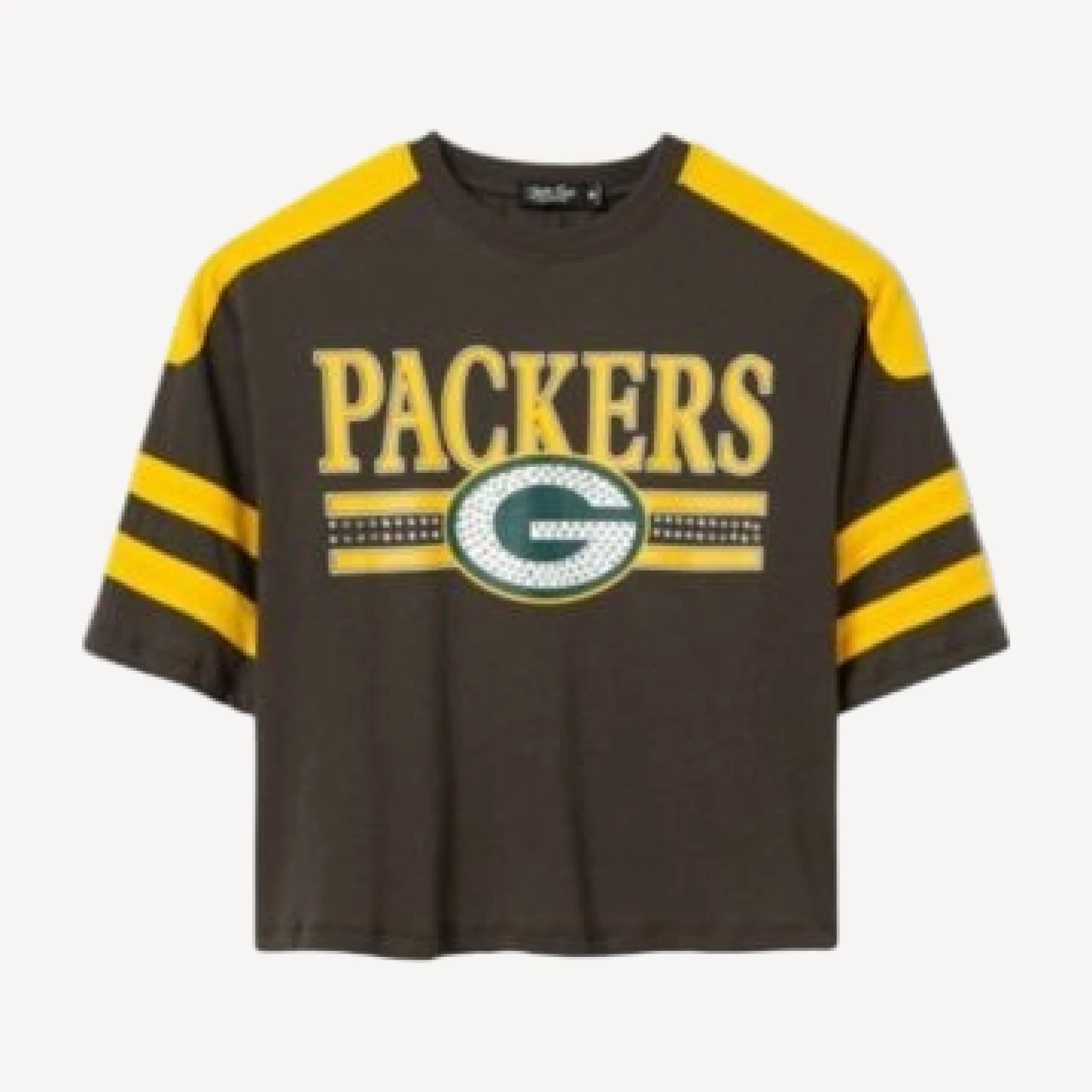 Junk Food Clothing Women's Green Bay Packers Striped Bling Crop Tee