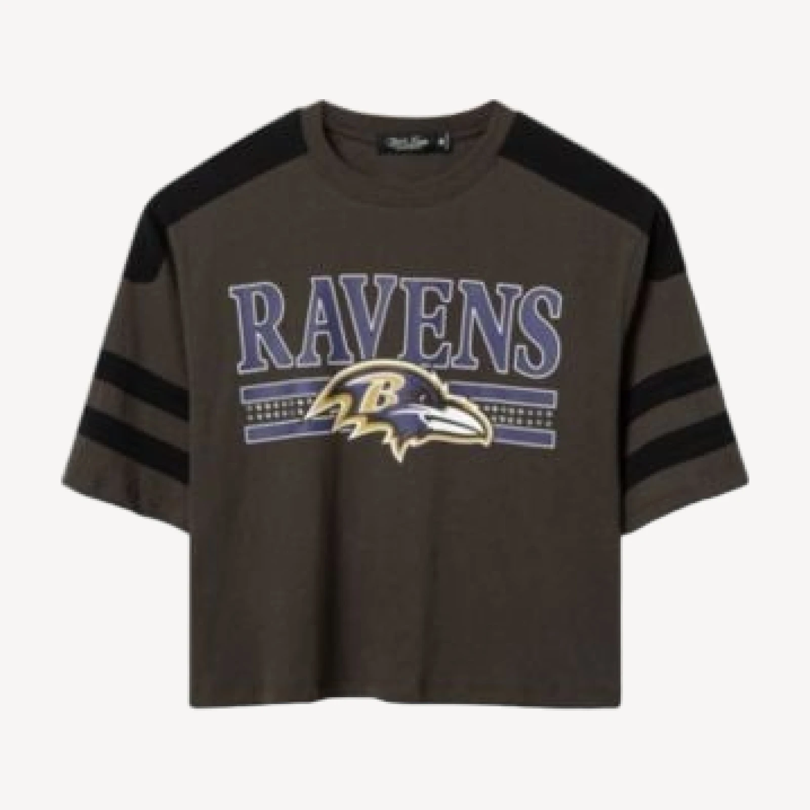 Junk Food Clothing Women's Baltimore Ravens Striped Bling Crop Tee