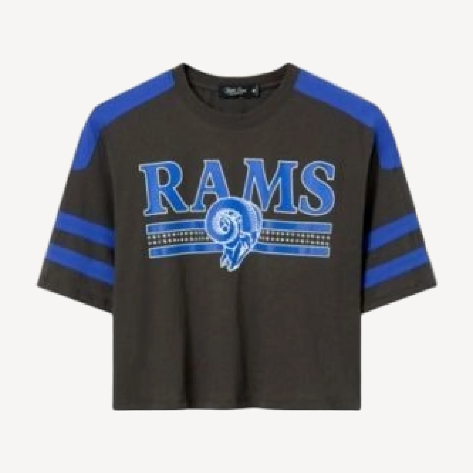 Junk Food Clothing Women's Los Angeles Rams Striped Bling Crop Tee