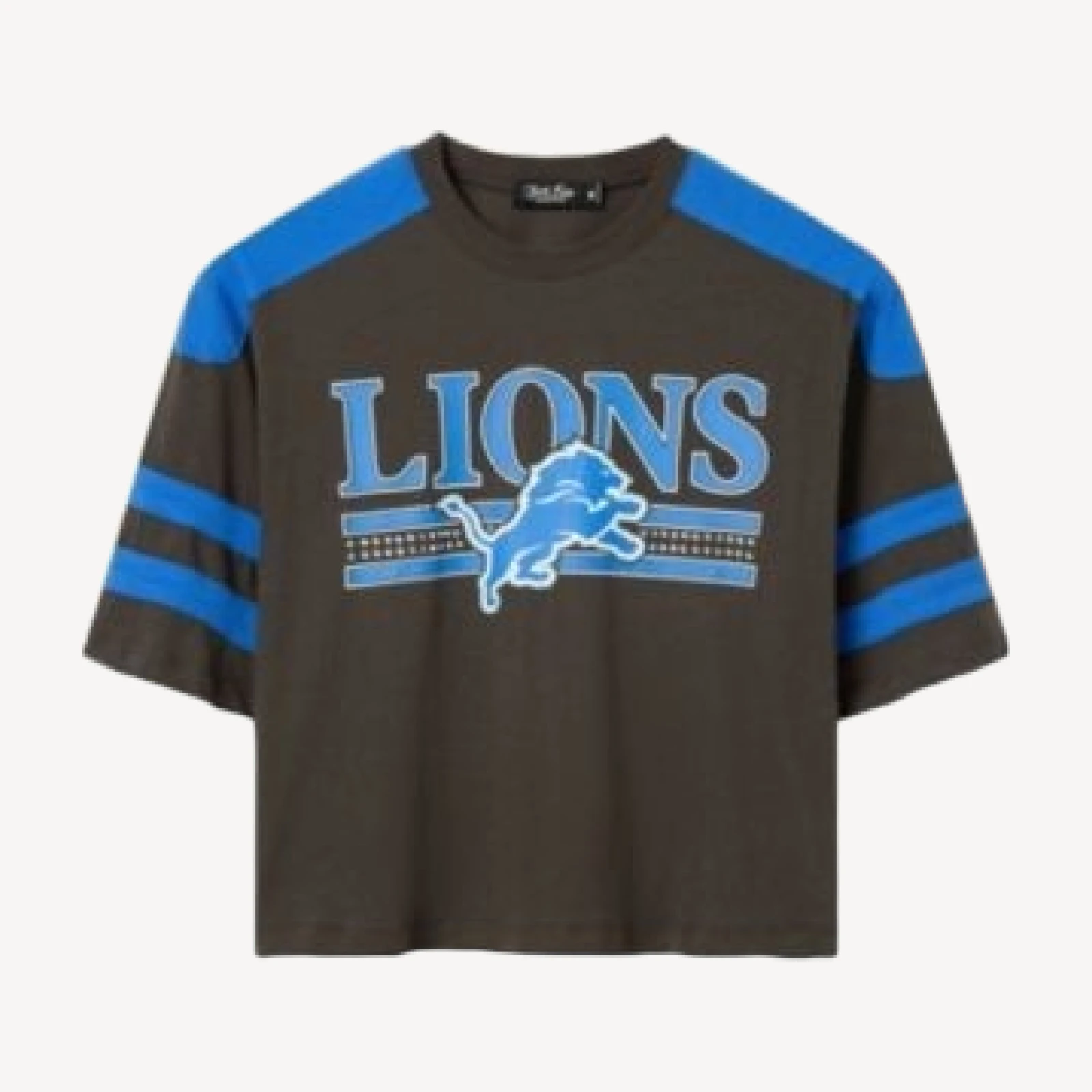 Junk Food Clothing Women's Detroit Lions Striped Bling Crop Tee
