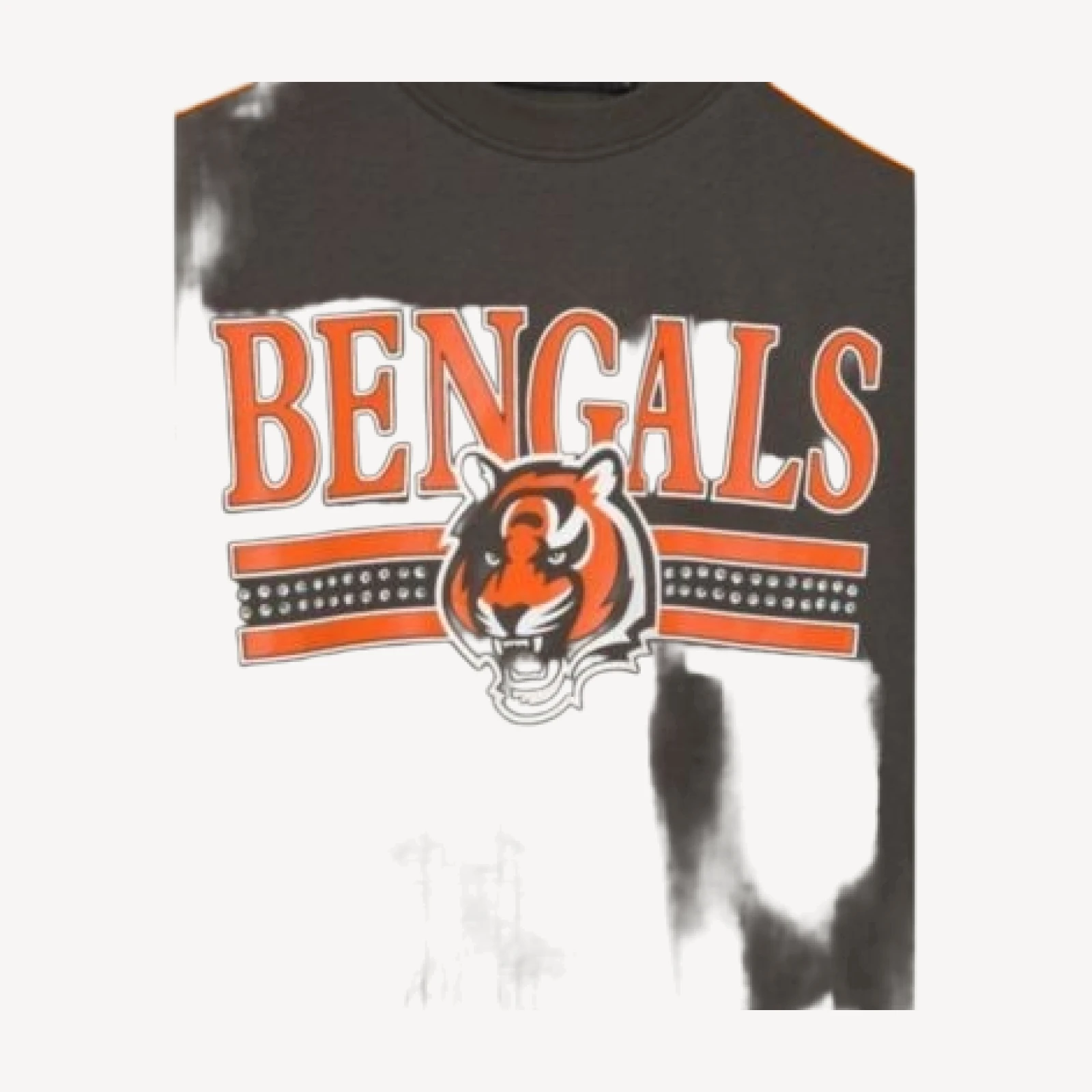 Junk Food Clothing Women's Cincinnati Bengals Striped Bling Crop Tee