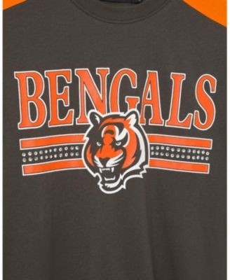 Junk Food Clothing Women's Cincinnati Bengals Striped Bling Crop Tee