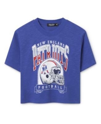 Junk Food Clothing Women's New England Patriots Helmet Mock Neck Crop Tee