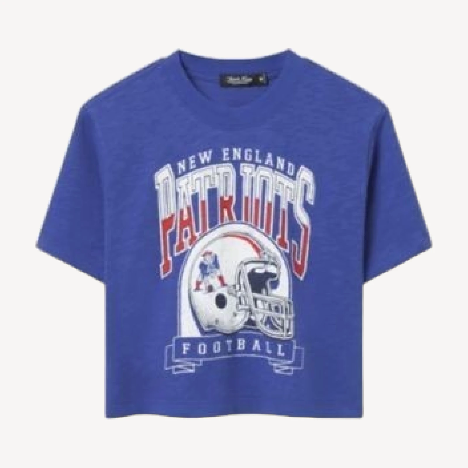 Junk Food Clothing Women's New England Patriots Helmet Mock Neck Crop Tee
