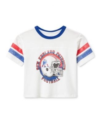 Junk Food Clothing Unisex New England Patriots Striped Ringer Tee - Little Kid, Big Kid