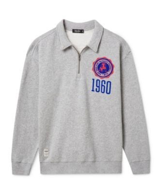 Junk Food Clothing Unisex New England Patriots Flocked Quarter Zip Sweatshirt