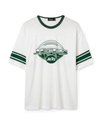 Junk Food Clothing Unisex Nfl New York Jets Oversized Striped Ringer Tee