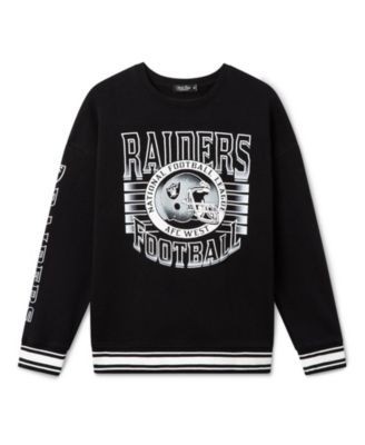 Junk Food Clothing Unisex Las Vegas Raiders Striped Rib Crew Fleece Sweatshirt