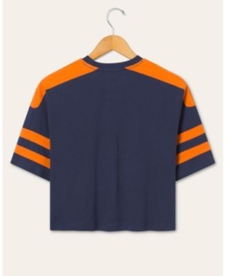 Junk Food Clothing Women's Chicago Bears Bling Striped Crop Tee
