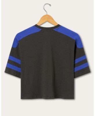 Junk Food Clothing Women's Indianapolis Colts Striped Bling Crop Tee