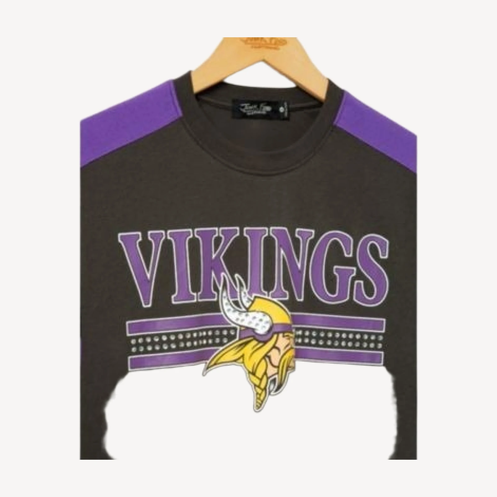 Junk Food Clothing Women's Minnesota Vikings Striped Bling Crop Tee