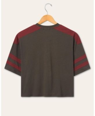 Junk Food Clothing Women's Washington Commanders Striped Bling Crop Tee