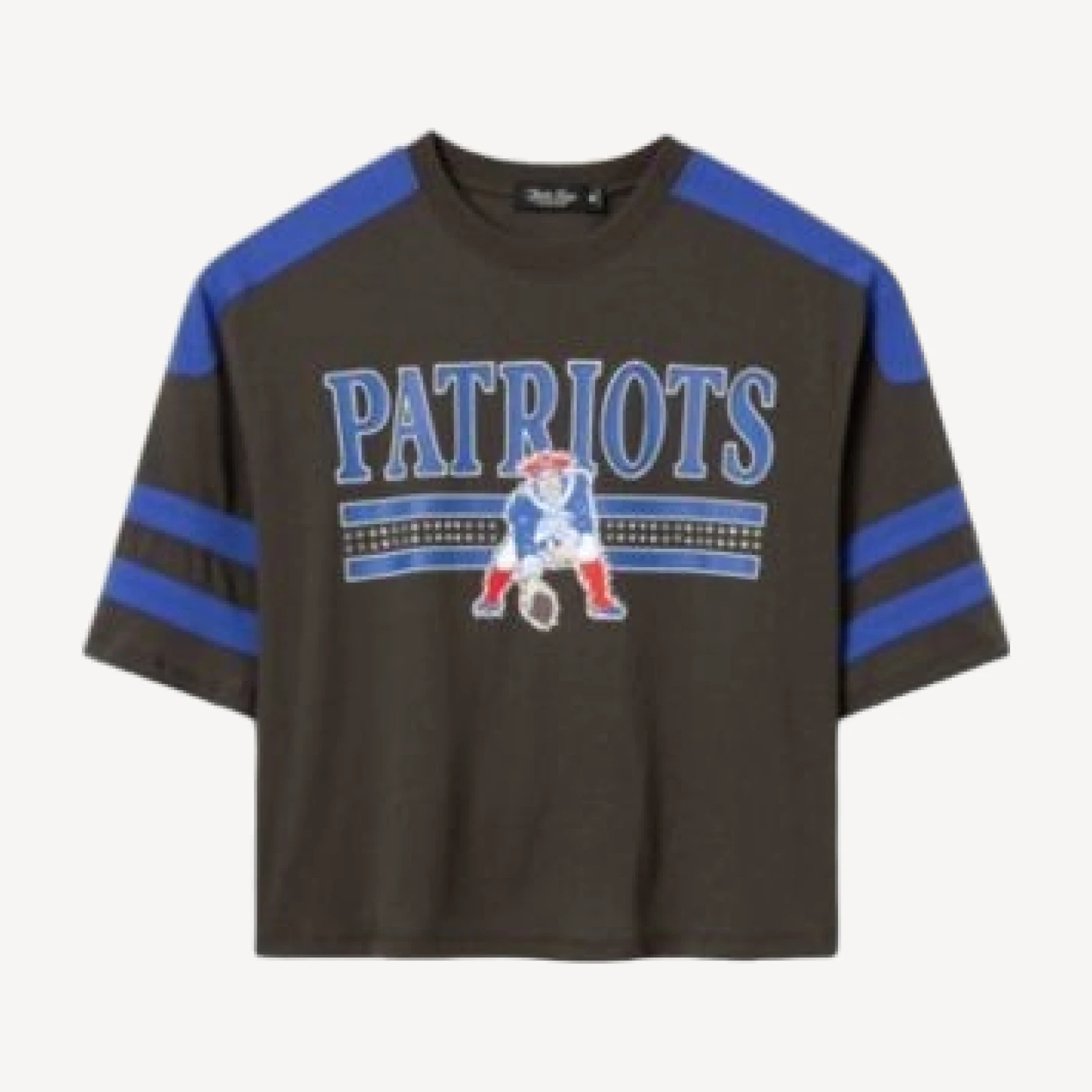 Junk Food Clothing Women's New England Patriots Striped Bling Crop Tee