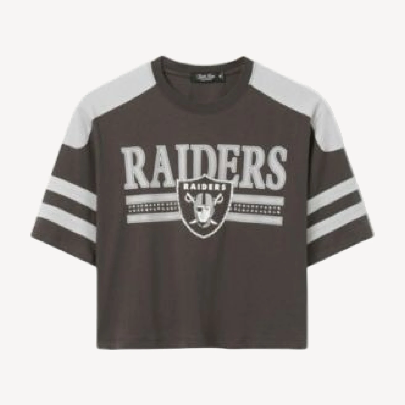 Junk Food Clothing Women's Las Vegas Raiders Striped Bling Crop Tee