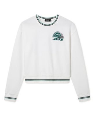 Junk Food Clothing Women's New York Jets Cropped Striped Rib Fleece
