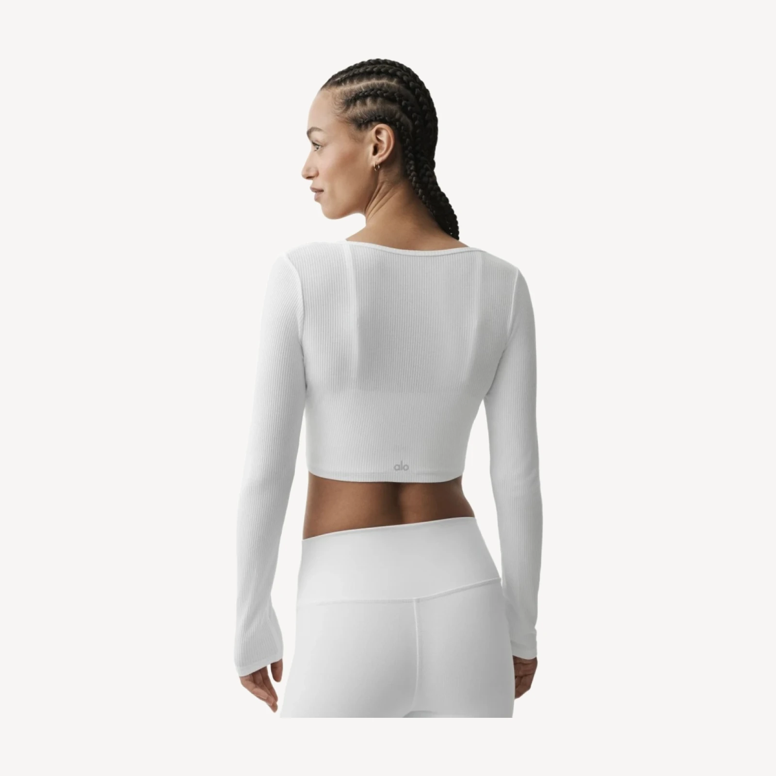 Ribbed Cropped Whisper Cardigan - White