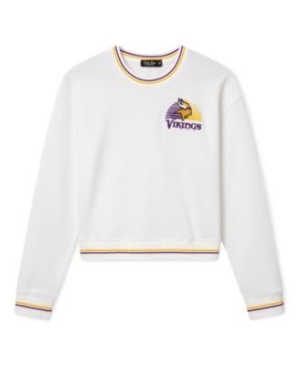 Junk Food Clothing Women's Minnesota Vikings Cropped Striped Rib Fleece