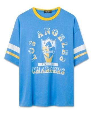 Junk Food Clothing Women's Los Angeles Chargers Glitter Boxy Ringer