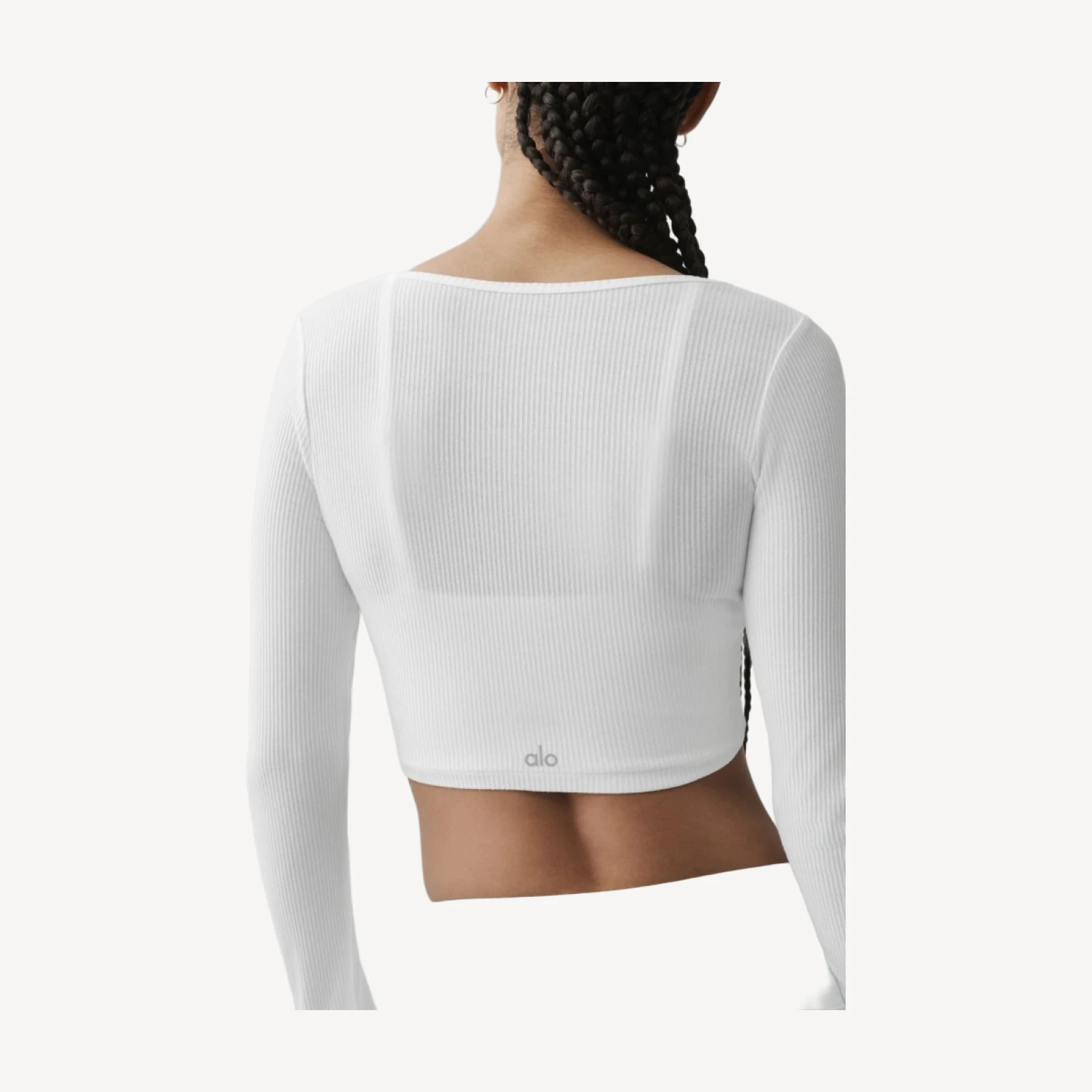 Ribbed Cropped Whisper Cardigan - White