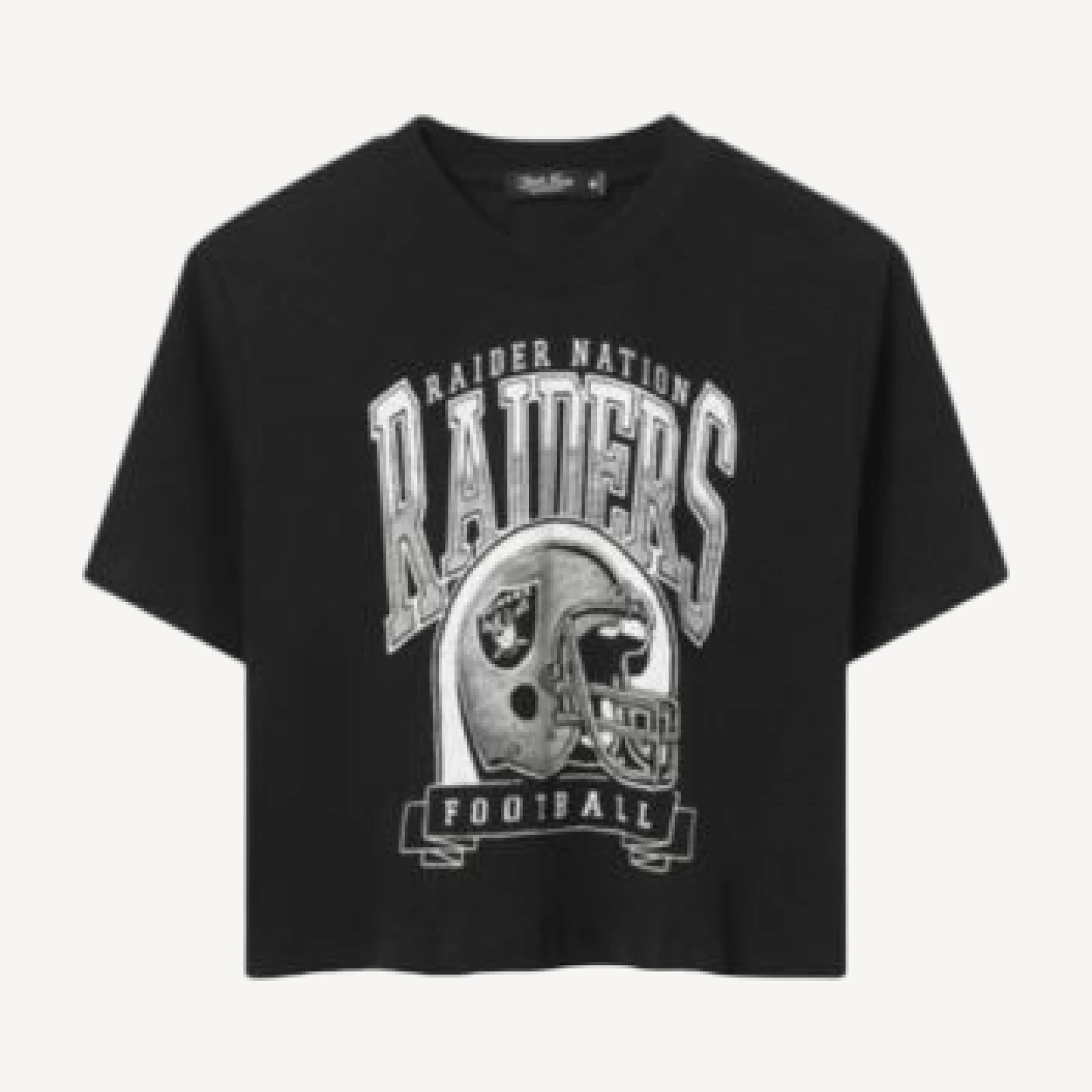 Junk Food Clothing Women's Las Vegas Raiders Helmet Mock Neck Crop Tee