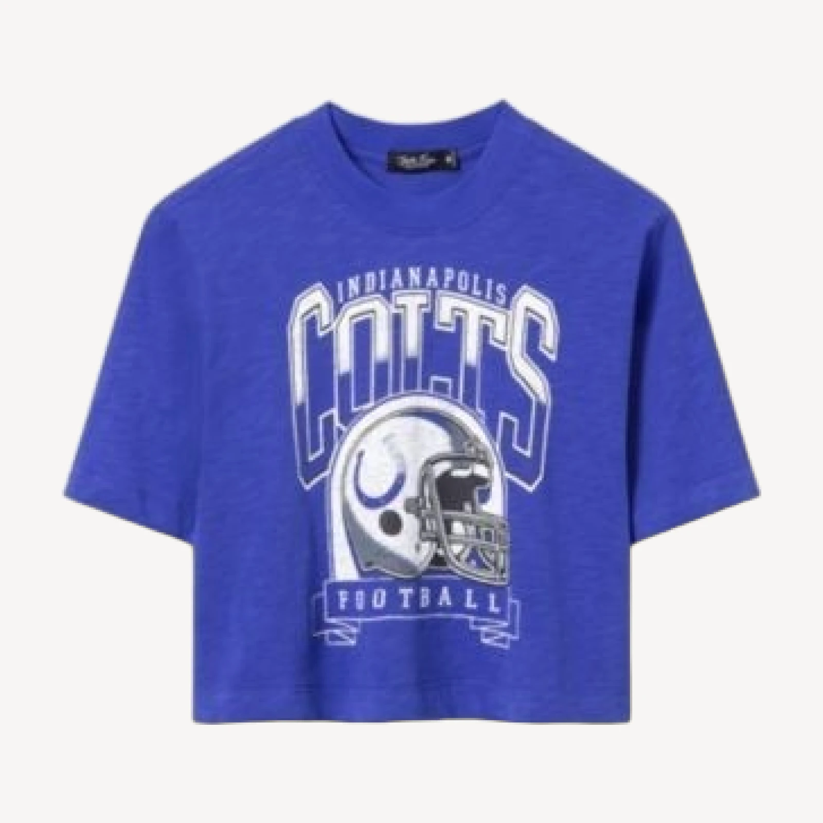 Junk Food Clothing Women's Indianapolis Colts Helmet Mock Neck Crop Tee