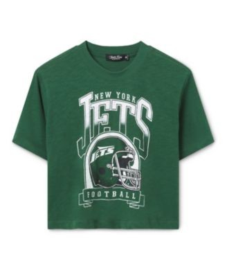 Junk Food Clothing Women's New York Jets Helmet Mock Neck Crop Tee