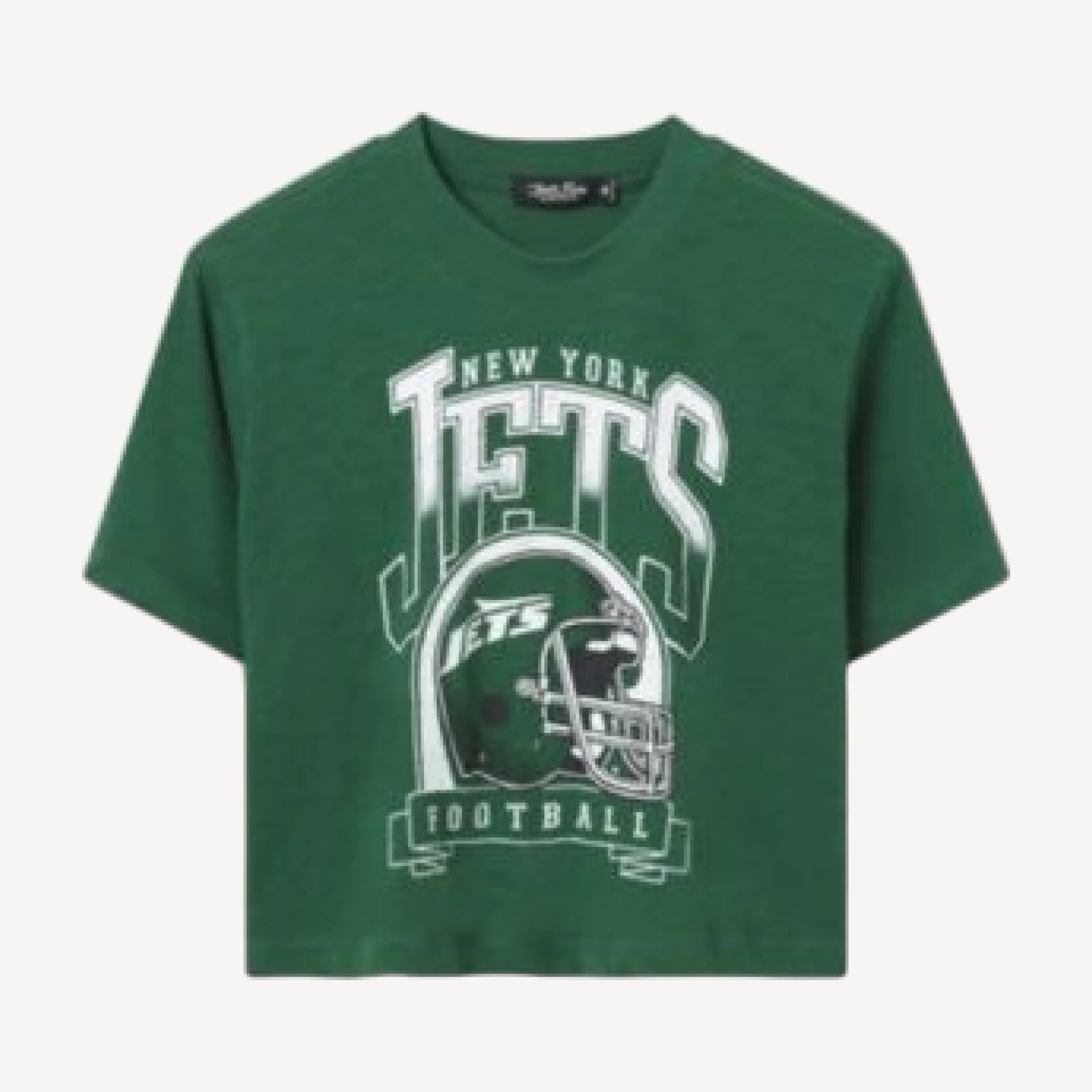 Junk Food Clothing Women's New York Jets Helmet Mock Neck Crop Tee
