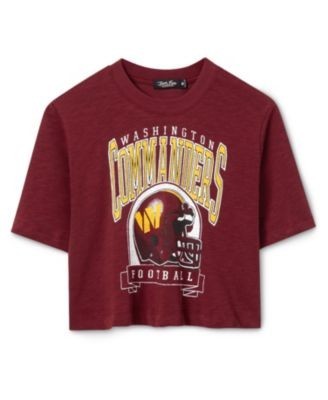 Junk Food Clothing Women's Washington Commanders Helmet Mock Neck Crop Tee